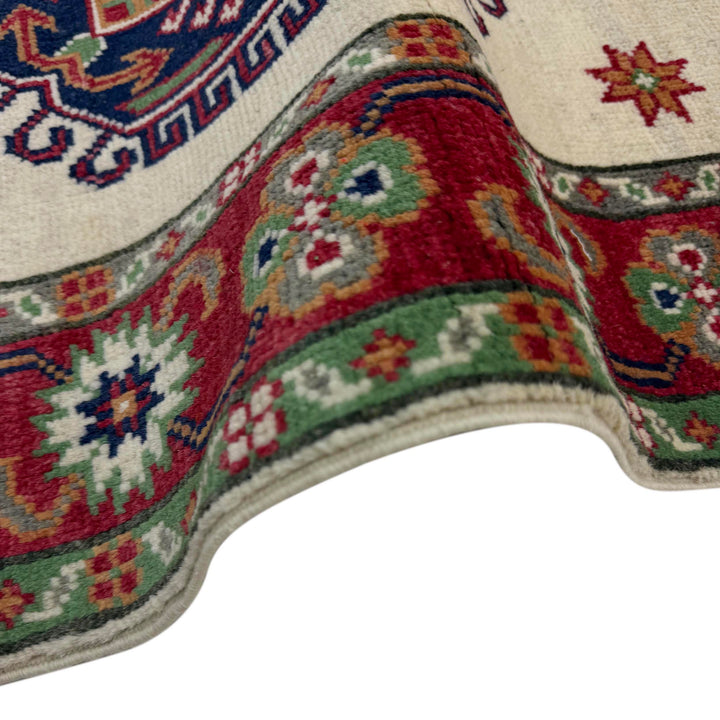 Beige Afghan Kazak Rug 2' 11" x 4' 1" Hand-Knotted | No. AL14061
