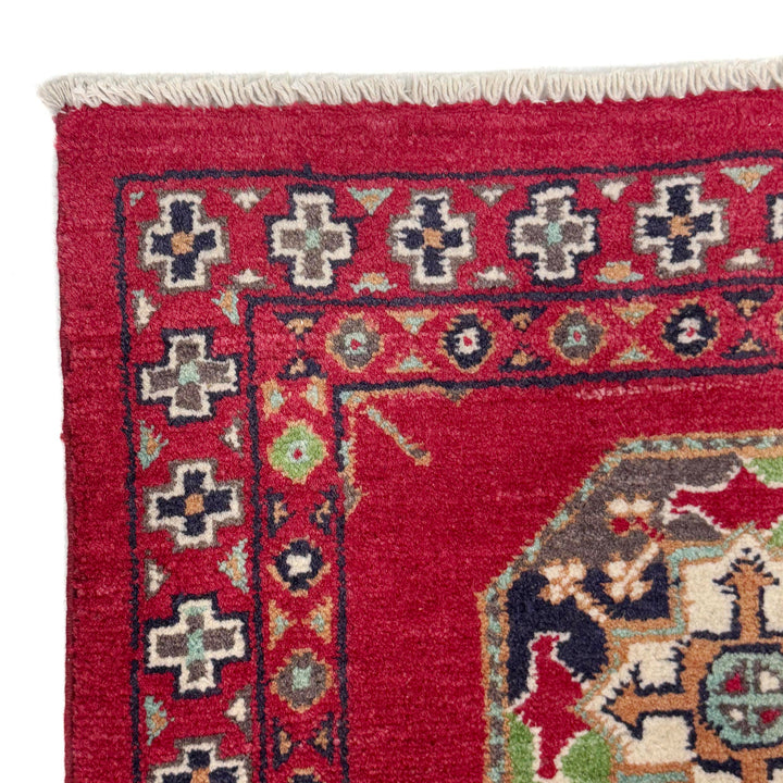 Red Afghan Waziri Rug 3' 1" x 4' 9" Hand-Knotted | No. AL29031