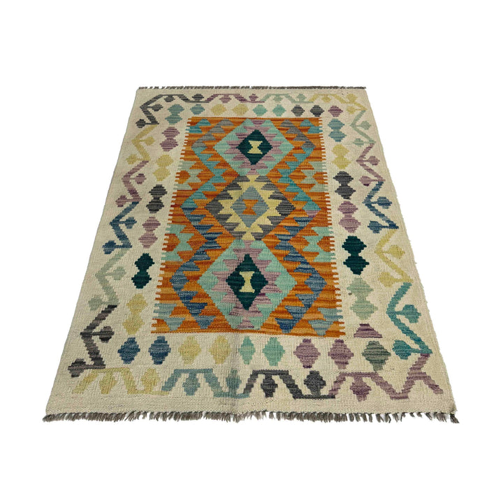 Afghan Vegetable Kilim Rug 2' 7" x 4' 0" Flat-Weave detail