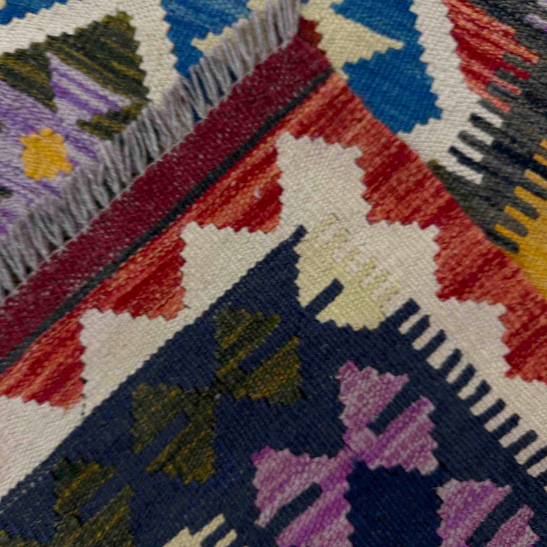Afghan Vegetable Kilim Rug 5' 9" x 8' 5" Flat-Weave border