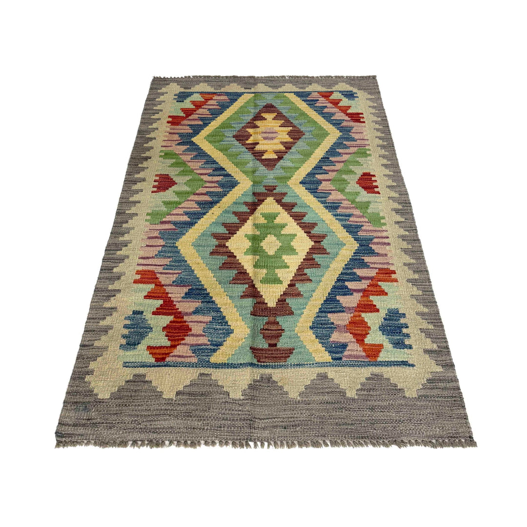 Afghan Vegetable Kilim Rug 2' 5" x 3' 11" Flat-Weave detail
