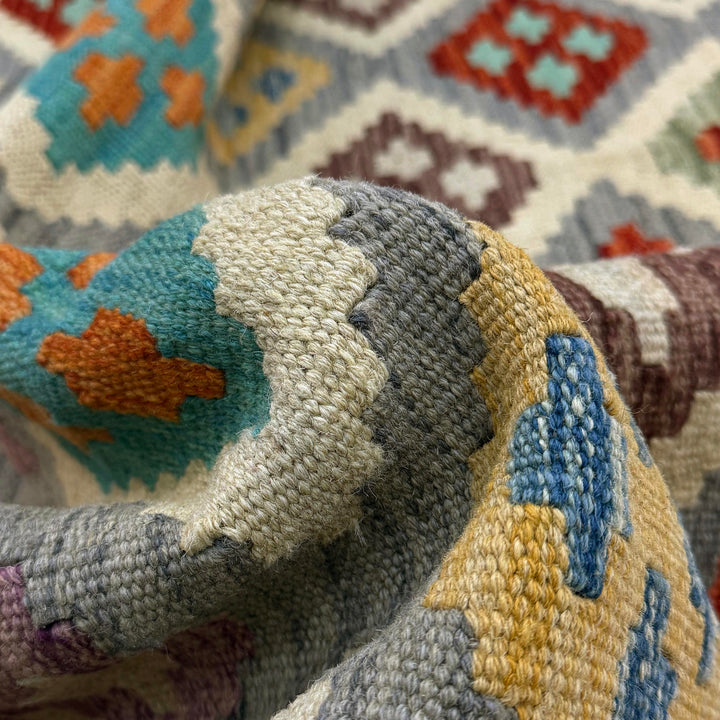 Afghan Vegetable Kilim Rug 6' 4" x 9' 9" Flat-Weave texture