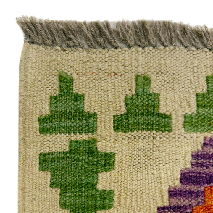 Afghan Vegetable Kilim Rug 3' 3" x 4' 9" Flat-Weave pattern