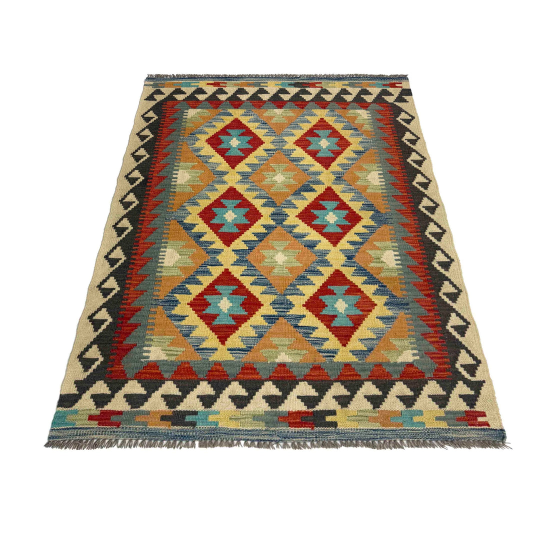 Afghan Vegetable Kilim Rug 3' 3" x 5' 1" Flat-Weave detail