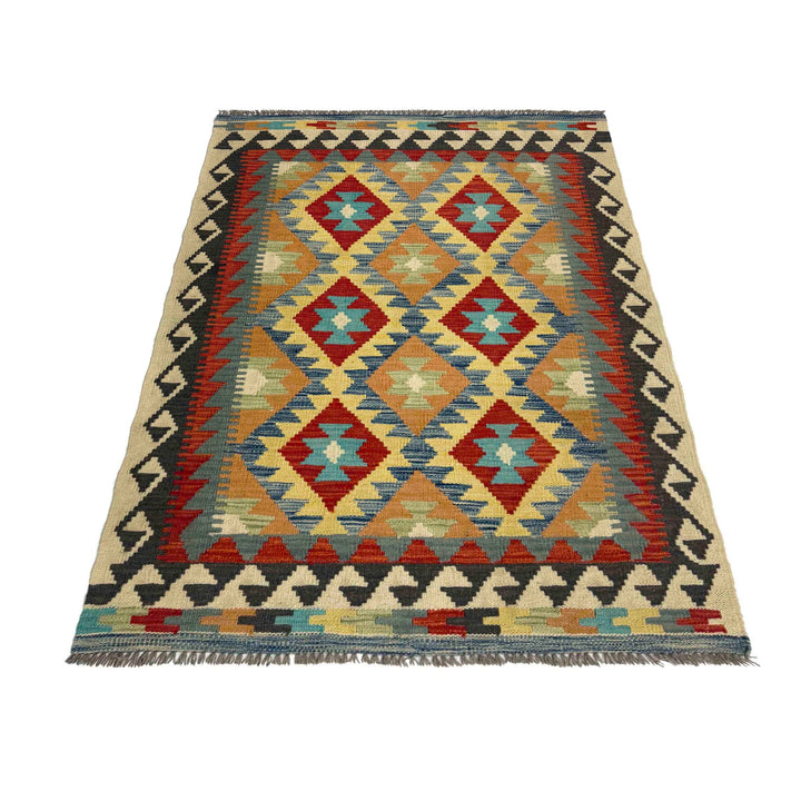 Afghan Vegetable Kilim Rug 3' 3" x 5' 1" Flat-Weave detail