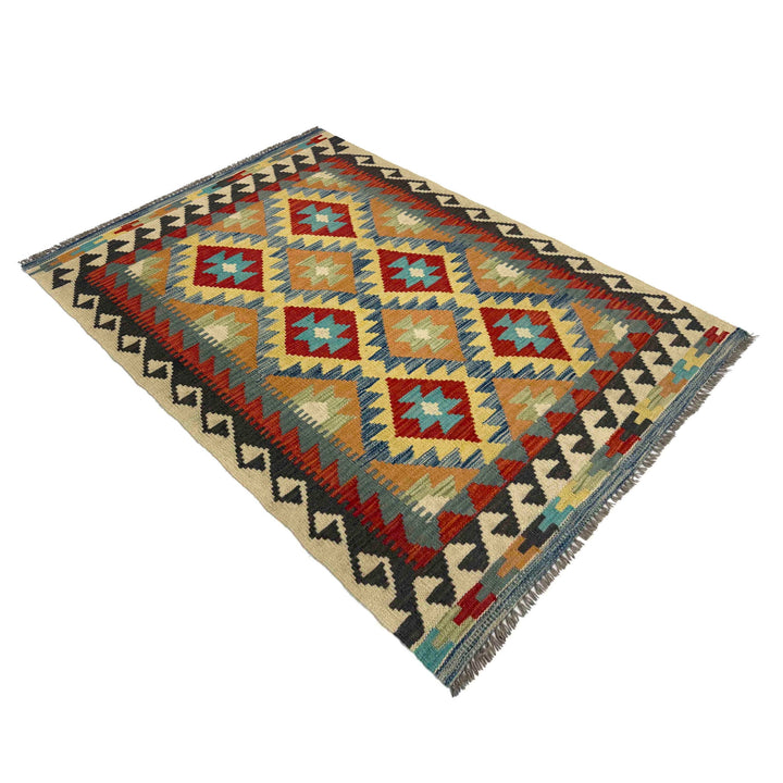 Afghan Vegetable Kilim Rug 3' 3" x 5' 1" Flat-Weave view