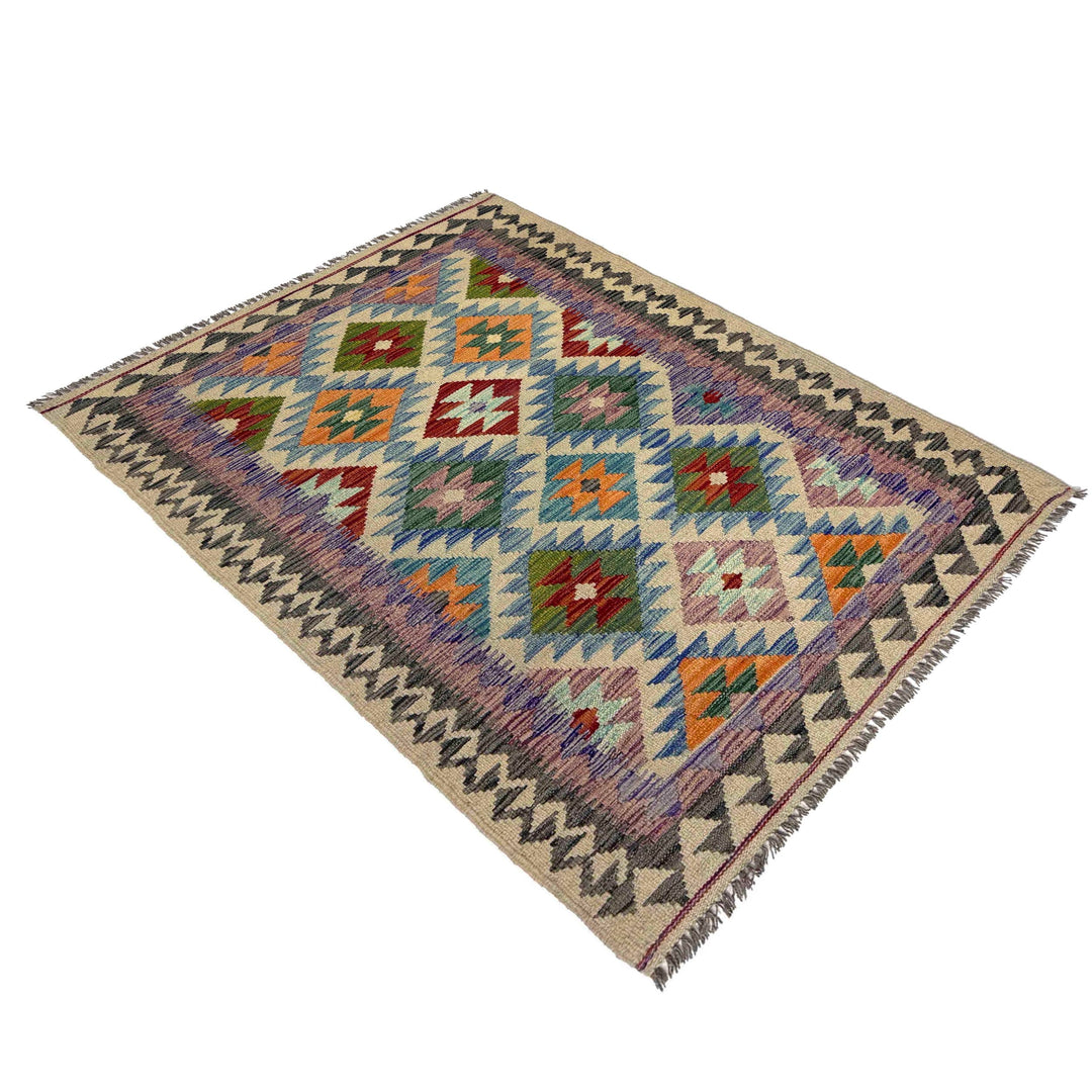 Afghan Vegetable Kilim Rug 3' 5" x 5' 5" Flat-Weave view