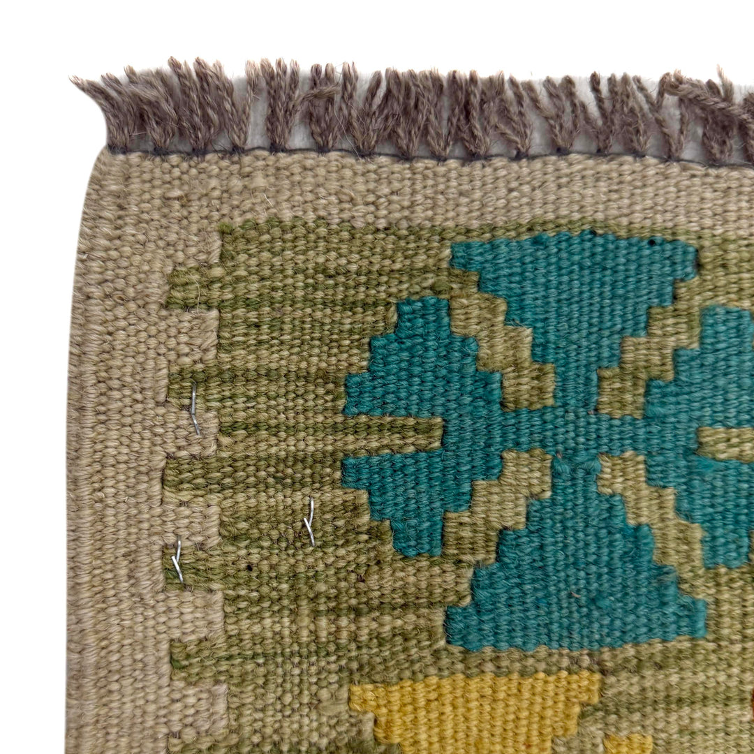 Afghan Vegetable Kilim Rug 3' 3" x 5' 5" Flat-Weave pattern