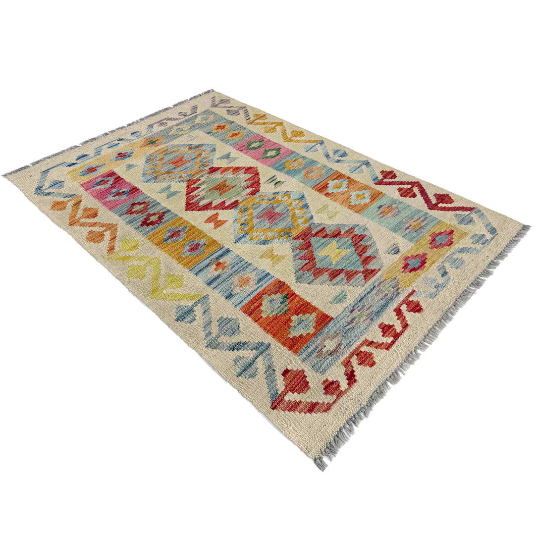 Afghan Vegetable Kilim Rug 2' 7" x 3' 10" Flat-Weave view