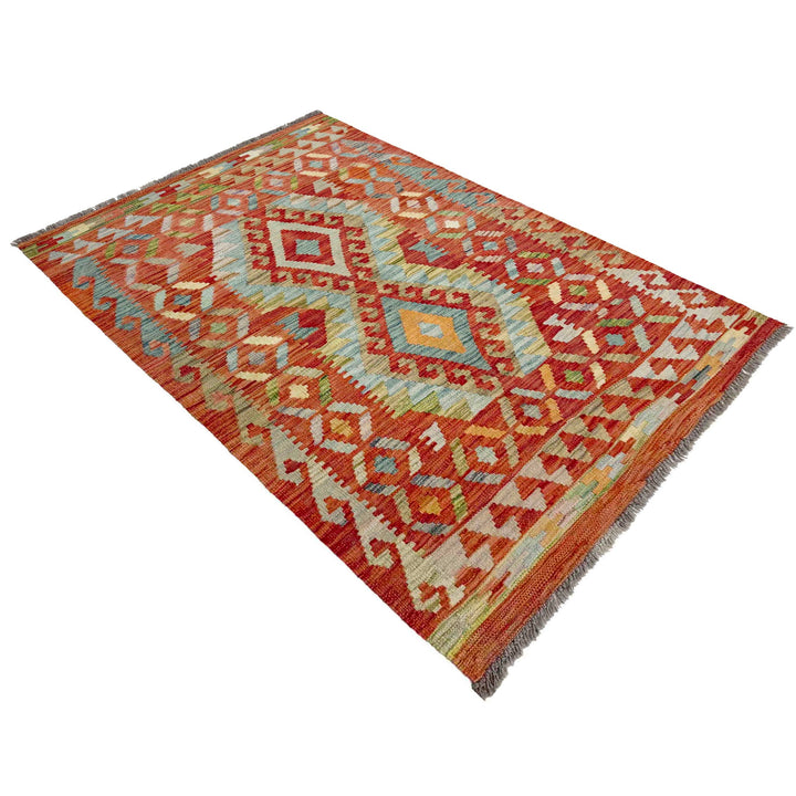 Afghan Vegetable Kilim Rug 3' 5" x 4' 11" Flat-Weave view