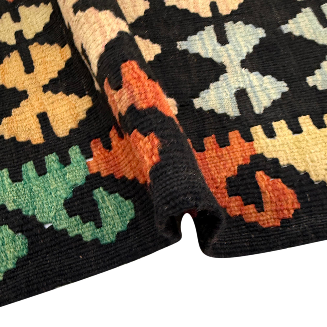 Afghan Vegetable Kilim Rug 3' 6" x 4' 10" Flat-Weave field