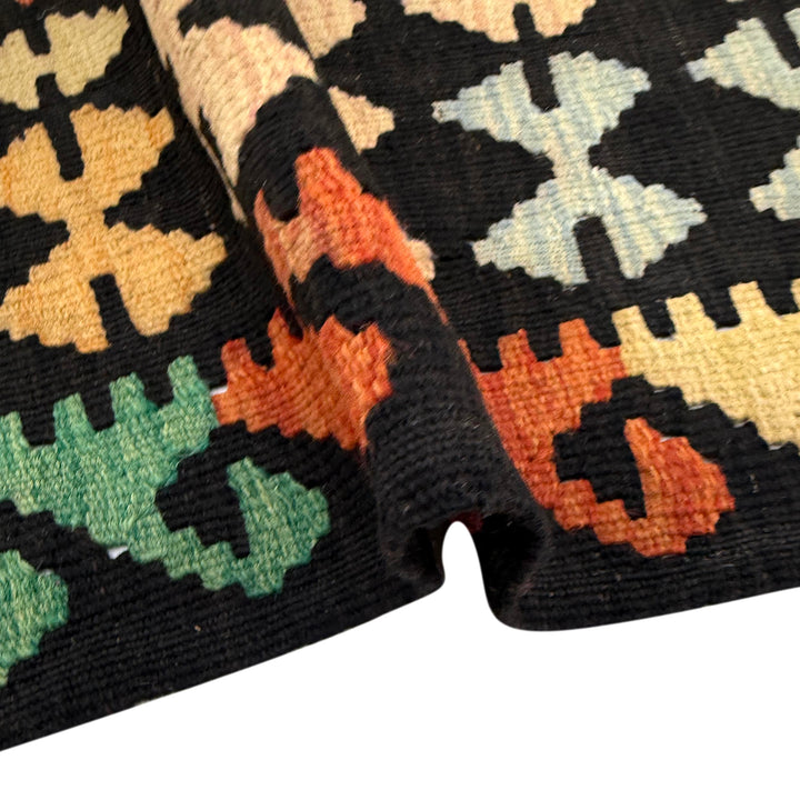 Afghan Vegetable Kilim Rug 3' 6" x 4' 10" Flat-Weave field