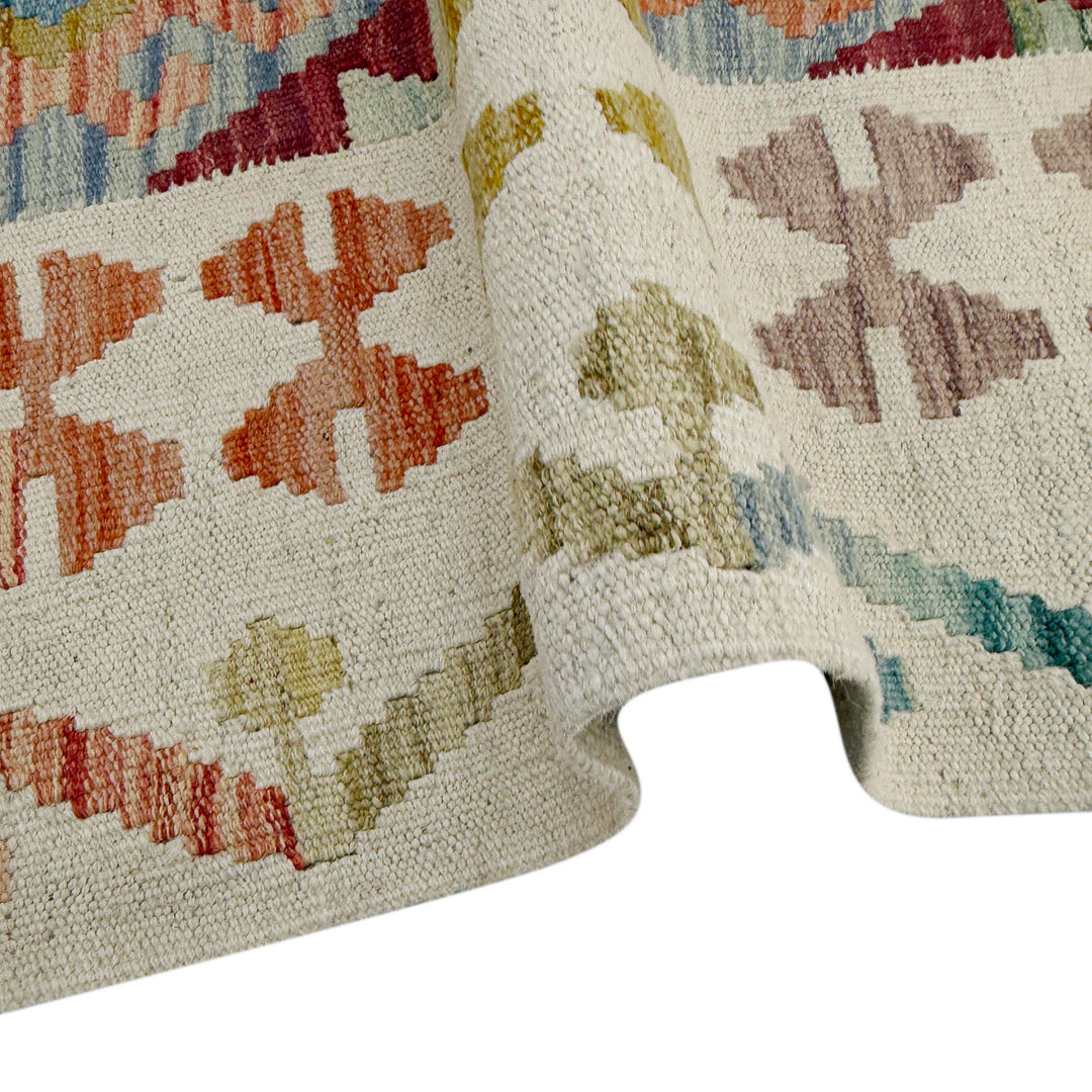 Afghan Vegetable Kilim Rug 2' 10" x 3' 9" Flat-Weave field