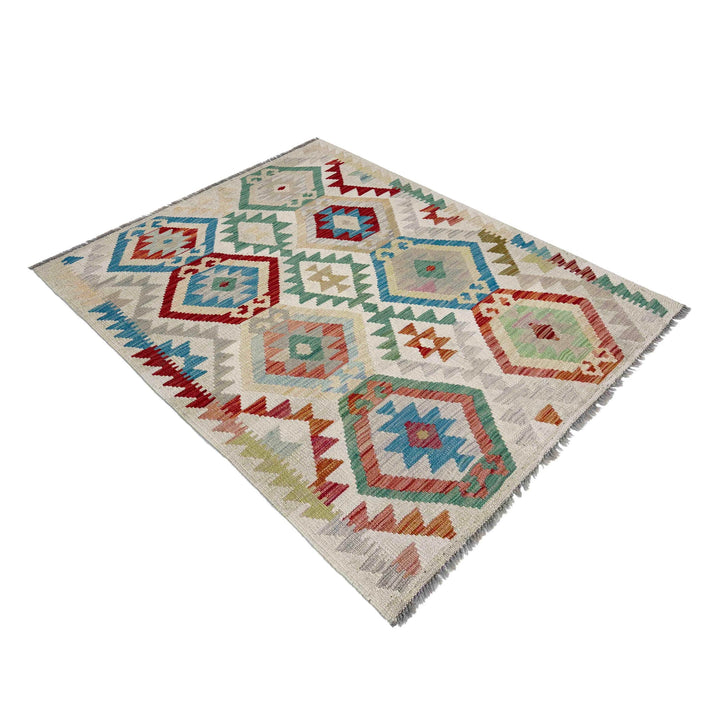Afghan Vegetable Kilim Rug 3' 5" x 5' 1" Flat-Weave view
