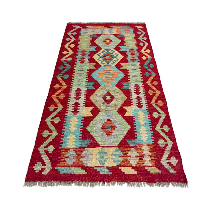 Afghan Vegetable Kilim Rug 2' 6" x 4' 9" Flat-Weave detail