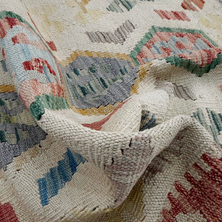 Afghan Vegetable Kilim Rug 2' 8" x 4' 1" Flat-Weave texture