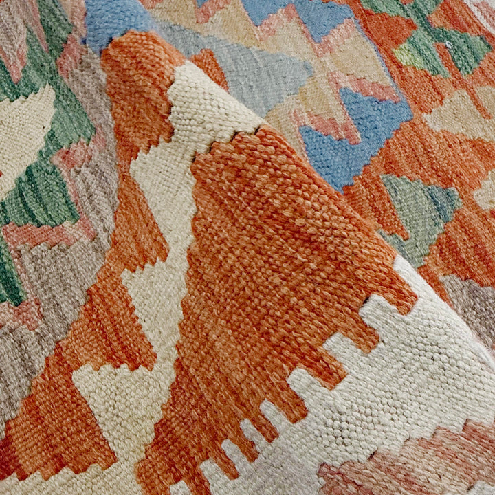 Afghan Vegetable Kilim Rug 2' 9" x 4' 0" Flat-Weave texture