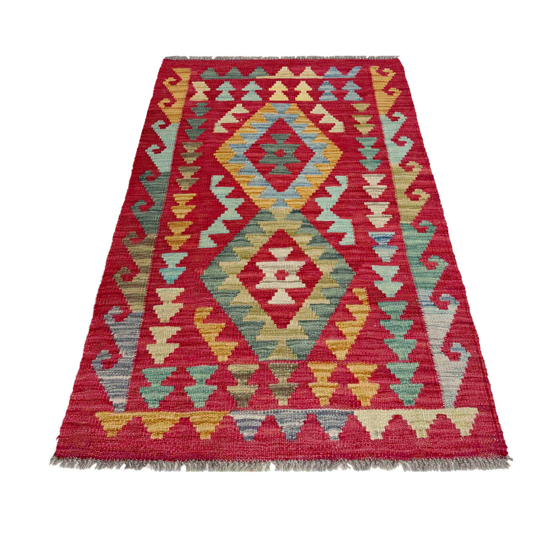 Afghan Vegetable Kilim Rug 2' 3" x 4' 2" Flat-Weave detail