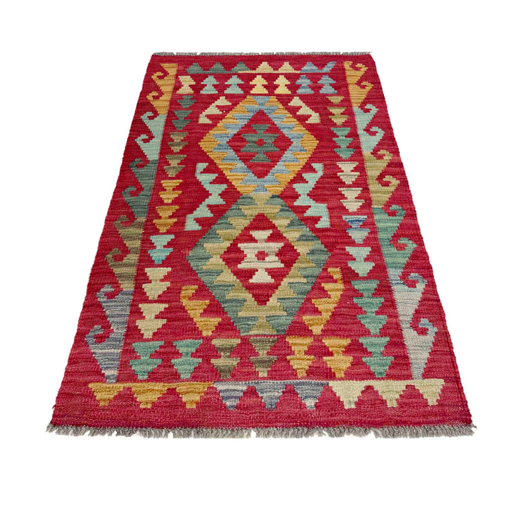 Afghan Vegetable Kilim Rug 2' 3" x 4' 2" Flat-Weave detail
