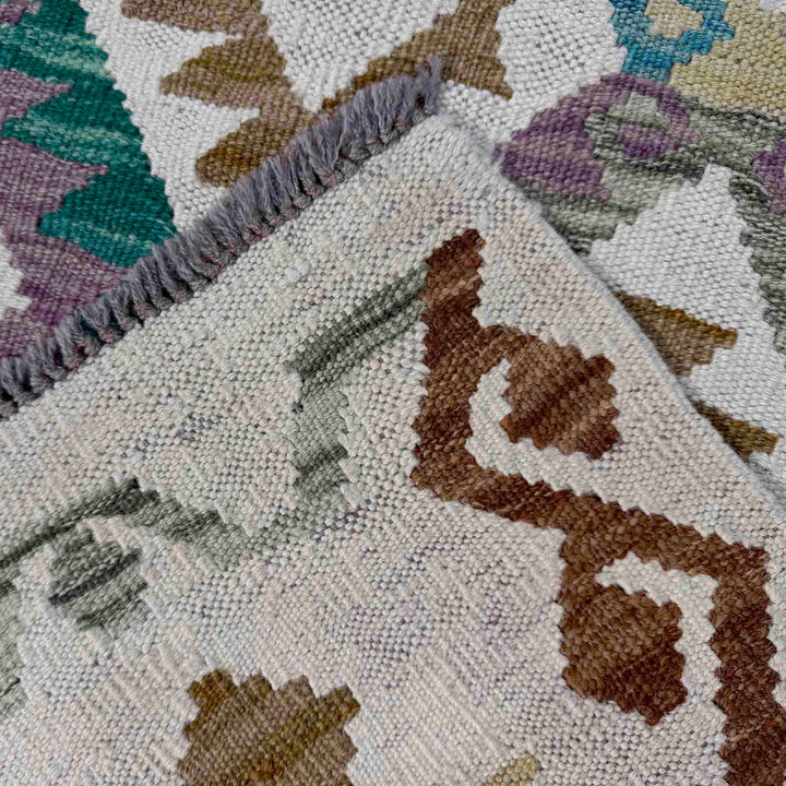 Afghan Vegetable Kilim Rug 5' 11" x 7' 7" Flat-Weave border