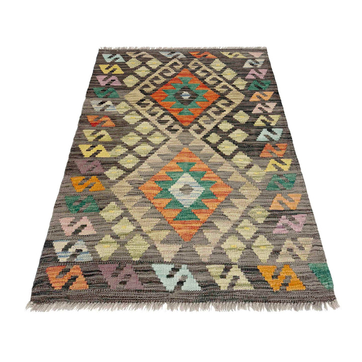 Afghan Vegetable Kilim Rug 2' 7" x 4' 1" Flat-Weave detail