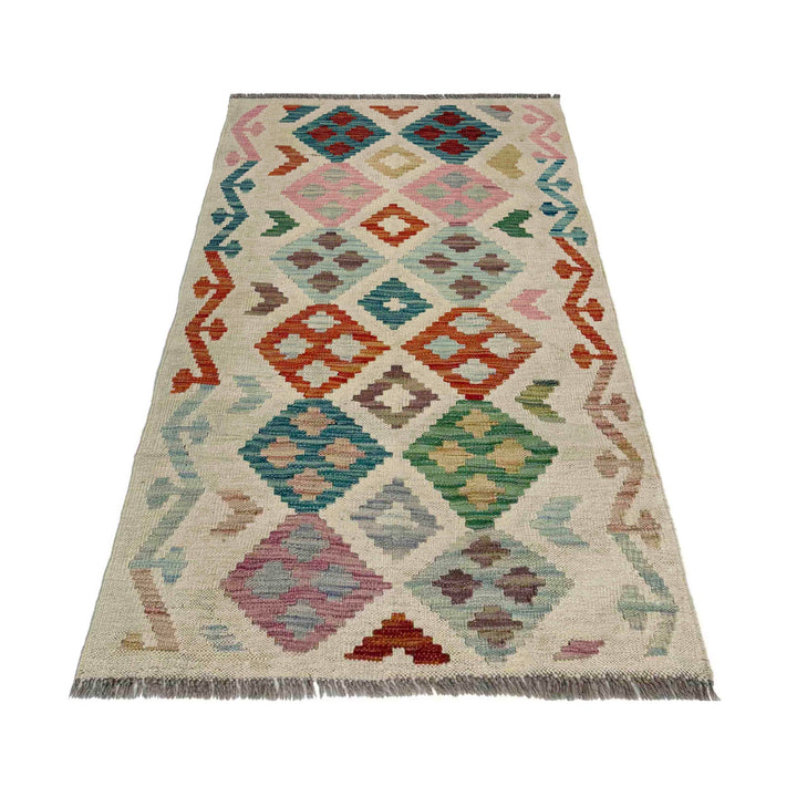 Afghan Vegetable Kilim Rug 2' 5" x 4' 2" Flat-Weave detail