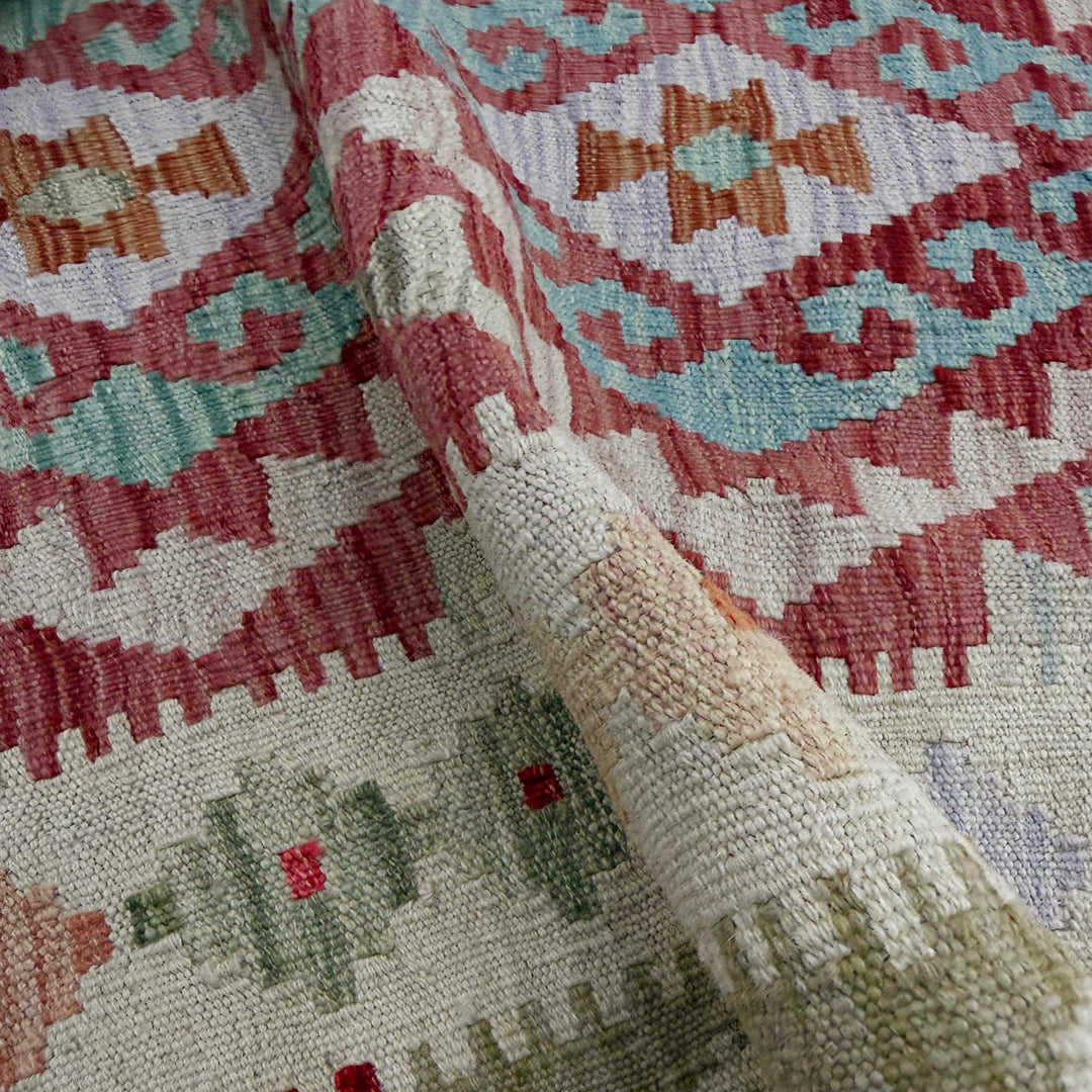 Afghan Vegetable Kilim Rug 2' 11" x 4' 1" Flat-Weave texture