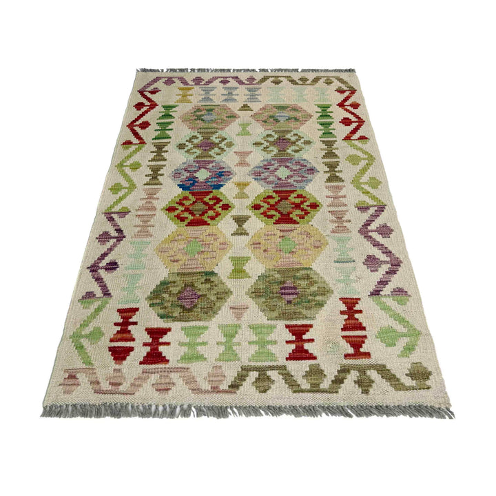 Afghan Vegetable Kilim Rug 2' 6" x 4' 0" Flat-Weave detail