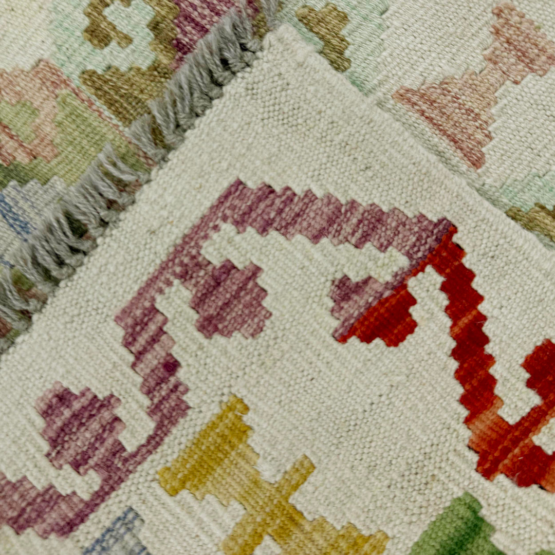 Afghan Vegetable Kilim Rug 2' 6" x 4' 0" Flat-Weave border