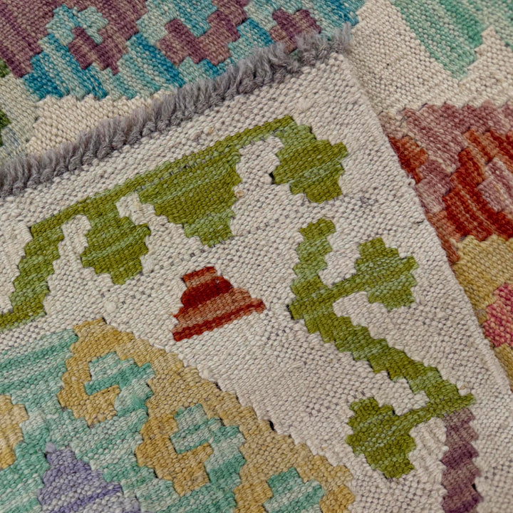 Afghan Vegetable Kilim Rug 2' 6" x 4' 2" Flat-Weave border