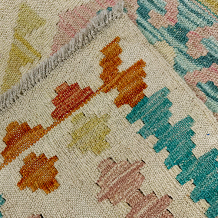 Afghan Vegetable Kilim Rug 2' 6" x 4' 4" Flat-Weave border