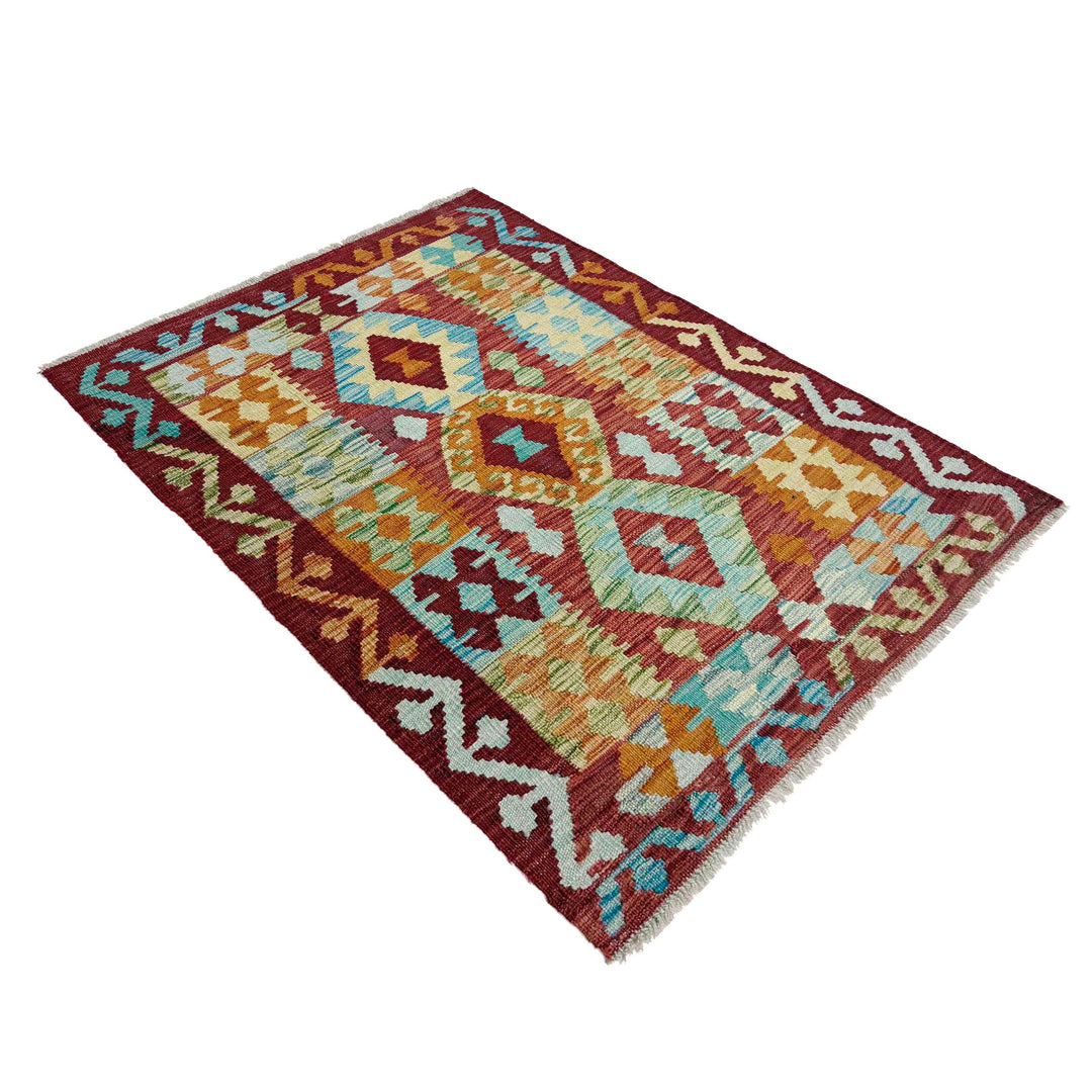 Afghan Vegetable Kilim Rug 2' 9" x 3' 11" Flat-Weave view