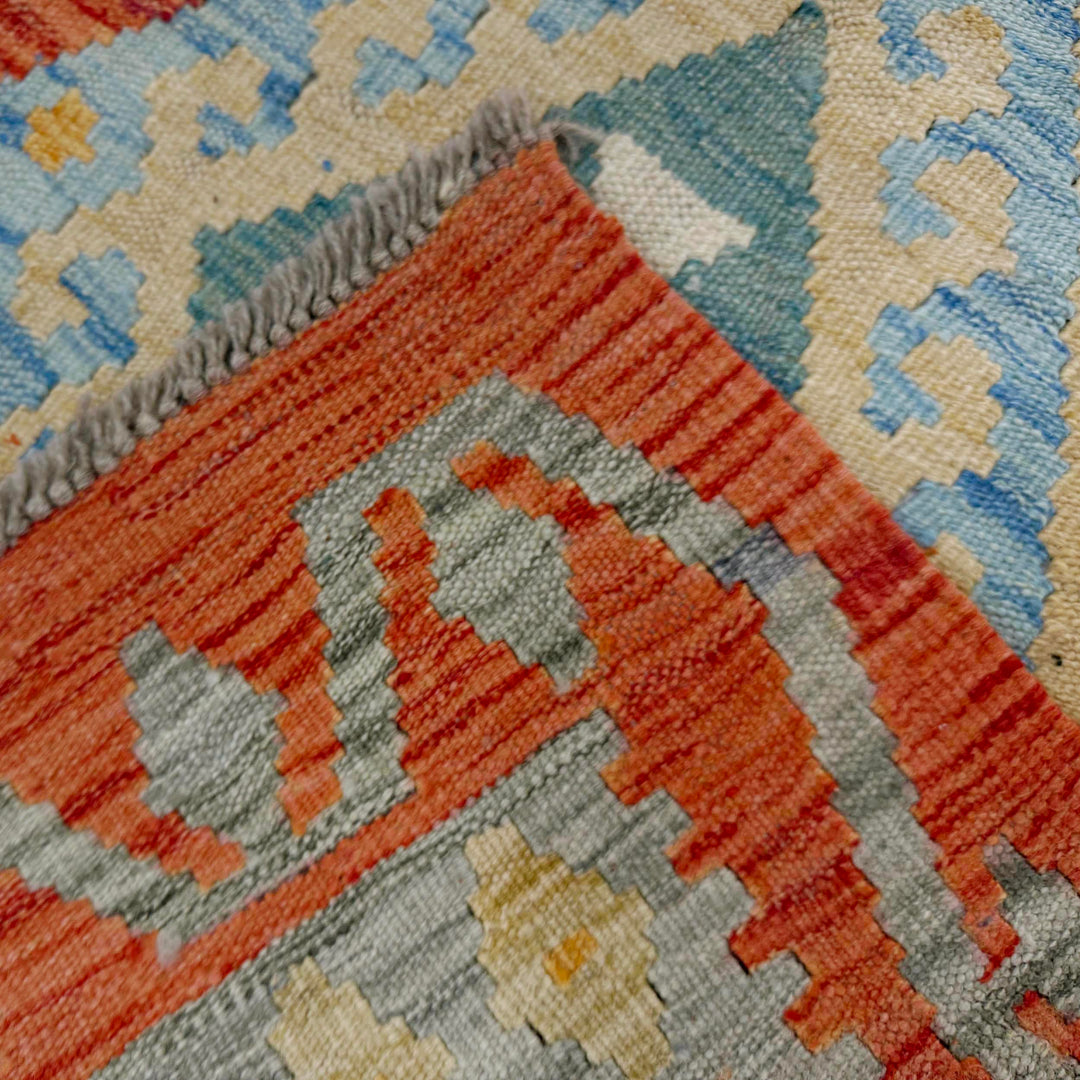 Afghan Vegetable Kilim Rug 2' 9" x 4' 0" Flat-Weave border