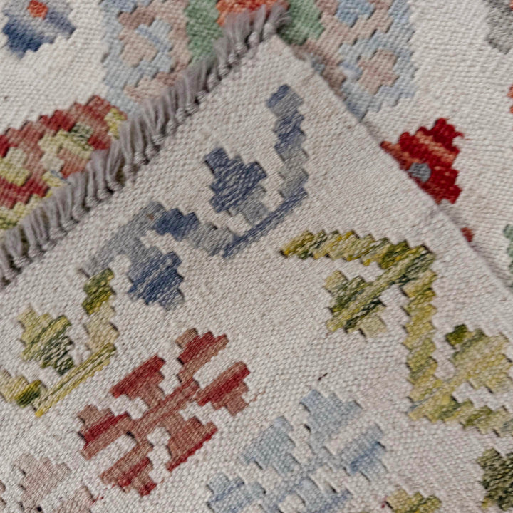 Afghan Vegetable Kilim Rug 5' 0" x 7' 3" Flat-Weave border