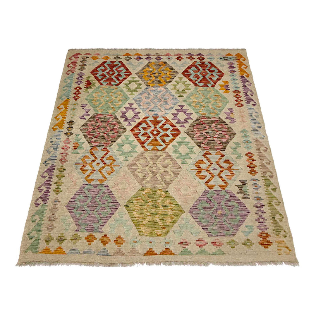 Hand Woven Wool Kelim 4' 10" x 6' 0" - No. AL743191