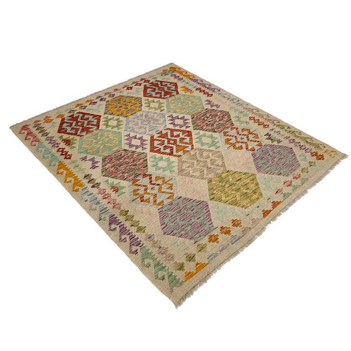 Hand Woven Wool Kelim 4' 10" x 6' 0" - No. AL743191