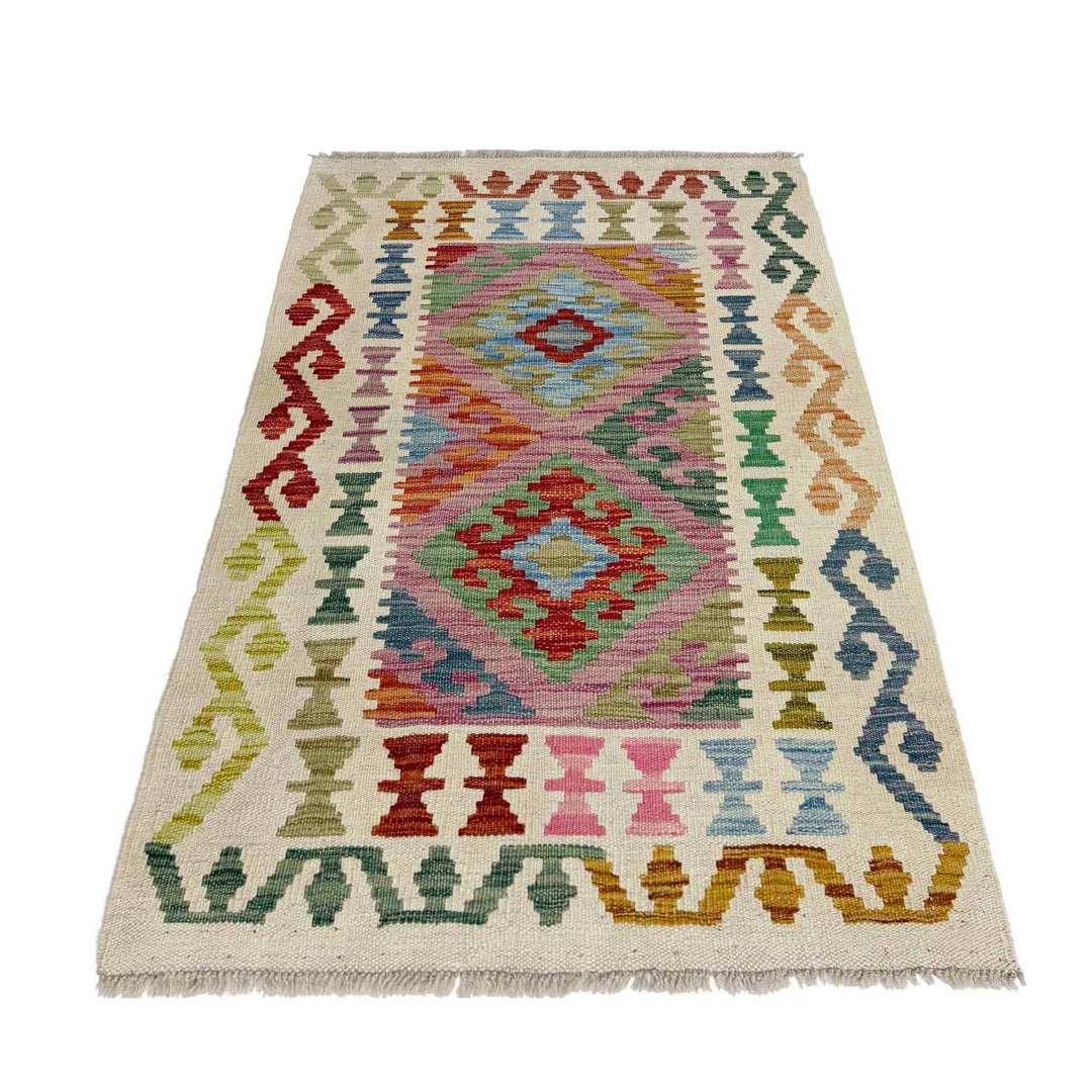 Handmade Turkish Design Wool Kilim 2' 4" x 4' 1" - No. AL857081