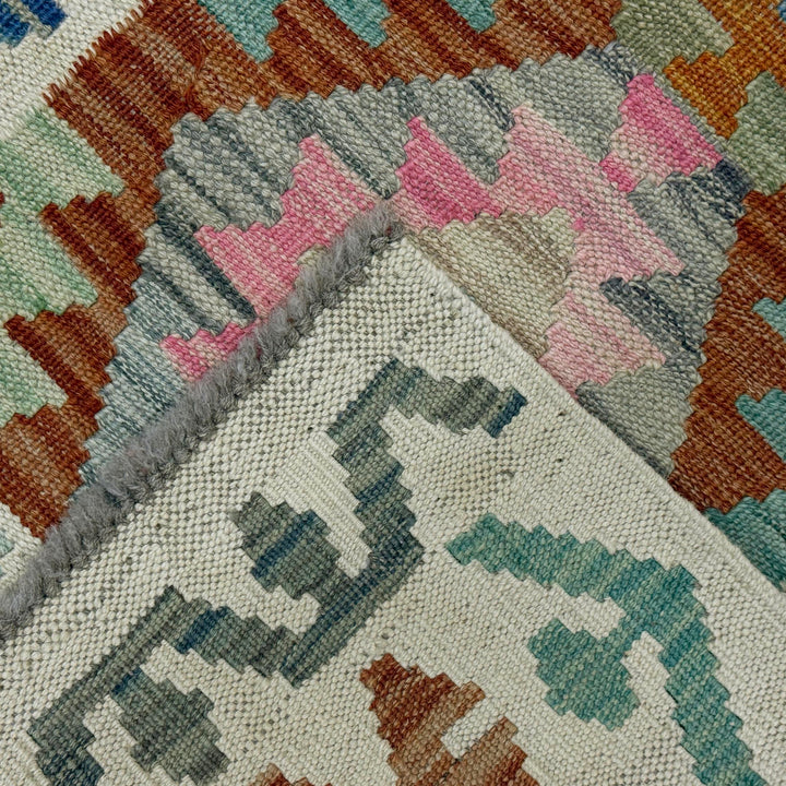 Afghan Vegetable Kilim Rug 2' 6" x 4' 0" Flat-Weave border