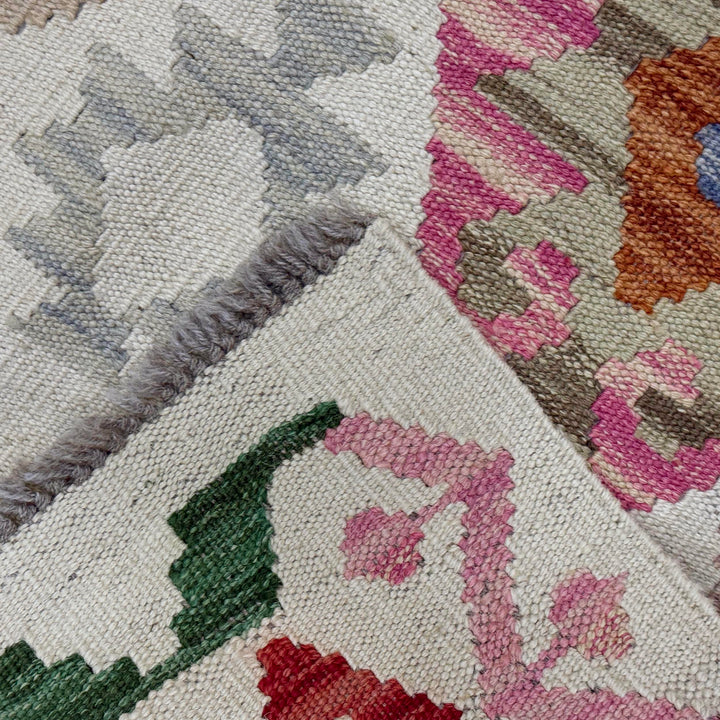 Afghan Kilim Rug 2'7" x 4'2" Flat-Weave border