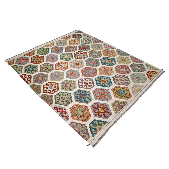 Afghan Kilim Rug 6' 2" x 8' 1" Hand-Woven view