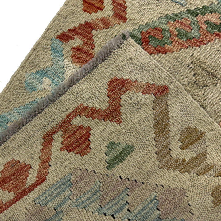 Afghan Vegetable Kilim Rug 1' 7" x 5' 6" Flat-Weave border