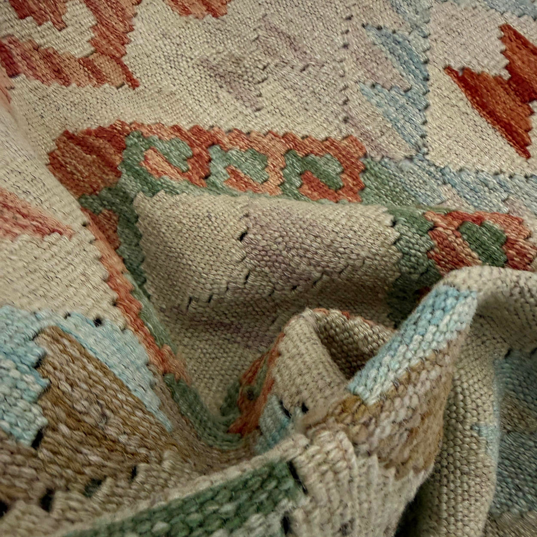 Afghan Vegetable Kilim Rug 1' 7" x 5' 6" Flat-Weave texture