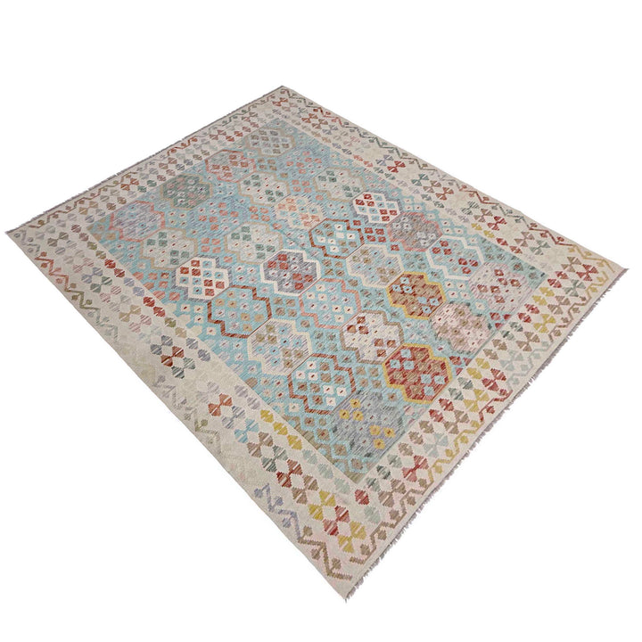 Afghan Vegetable Kilim Rug 6' 8" x 9' 8" Flat-Weave | No. AL602120