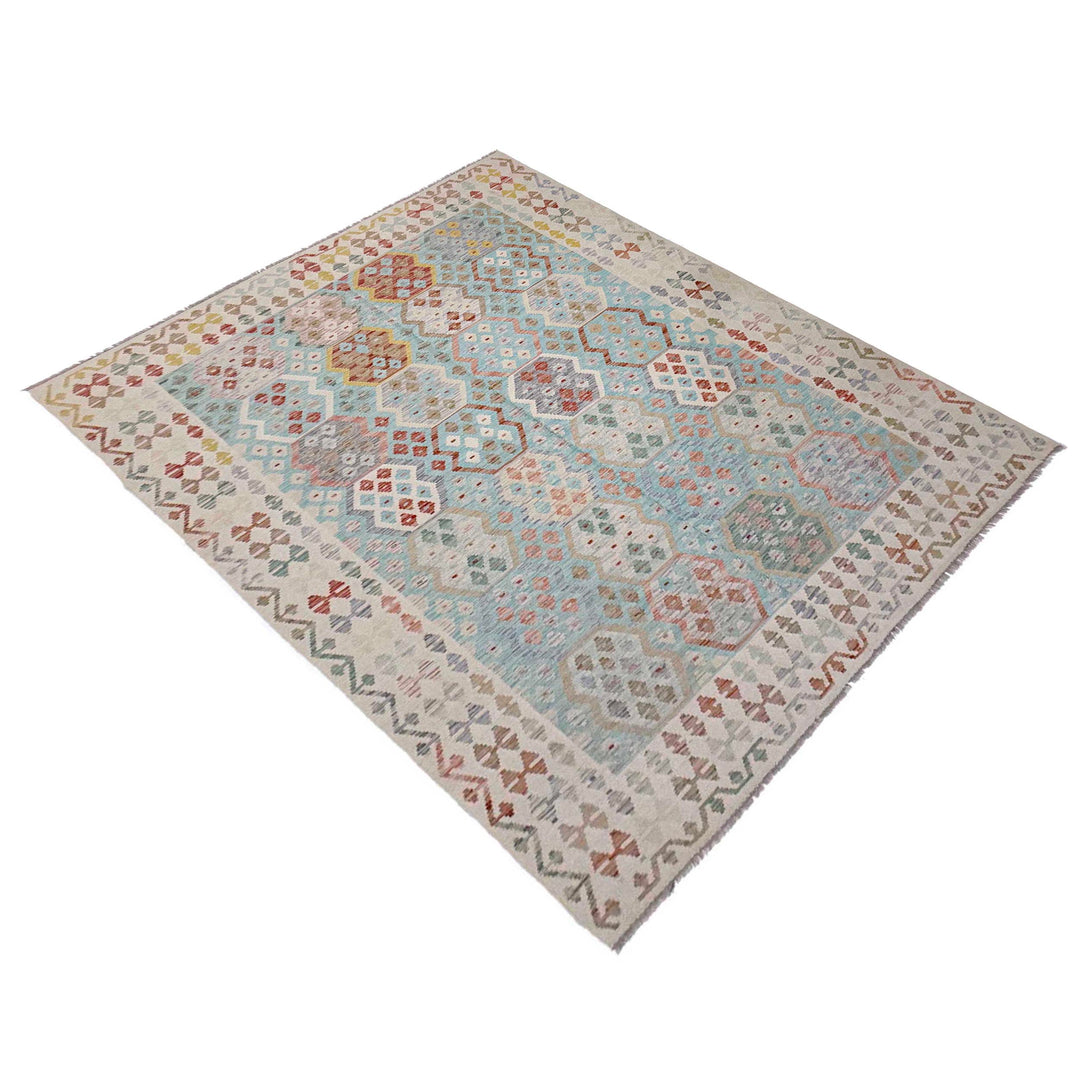 Afghan Vegetable Kilim Rug 6' 8" x 9' 8" Flat-Weave | No. AL602120