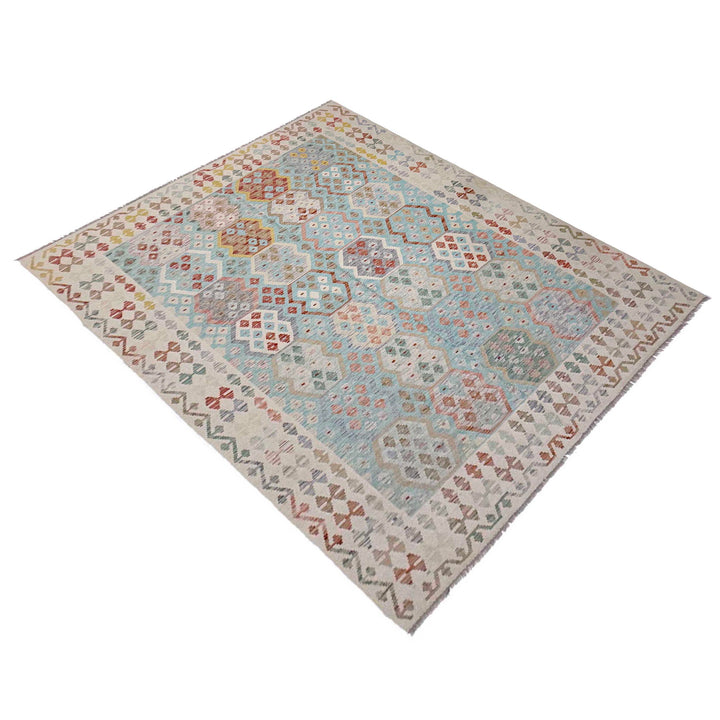 Afghan Vegetable Kilim Rug 6' 8" x 9' 8" Flat-Weave | No. AL602120