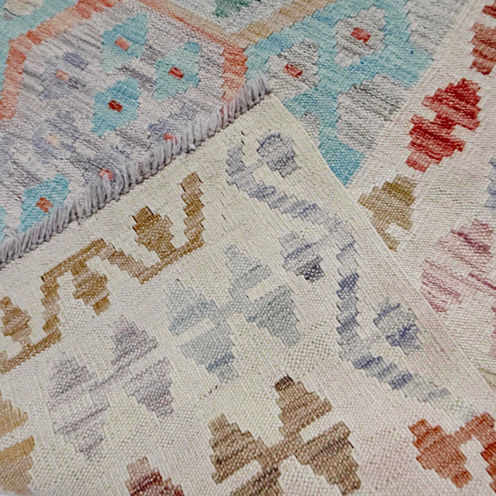 Afghan Vegetable Kilim Rug 6' 8" x 9' 8" Flat-Weave | No. AL602120