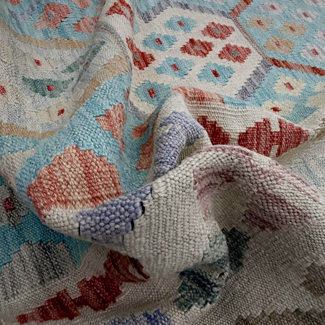 Afghan Vegetable Kilim Rug 6' 8" x 9' 8" Flat-Weave | No. AL602120