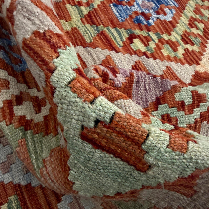 Afghan Vegetable Kilim Rug 3' 1" x 10' 0" Flat-Weave texture