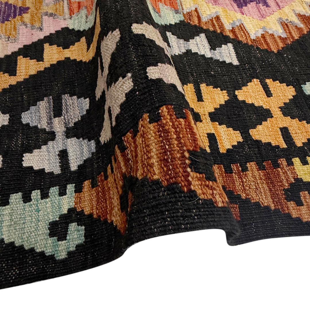 Afghan Vegetable Kilim Rug 6' 7" x 9' 6" Flat-Weave field