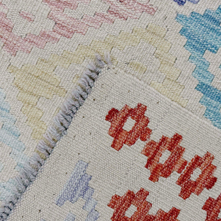 Afghan Kilim Rug 6' 7" x 9' 6" Flat-Weave border